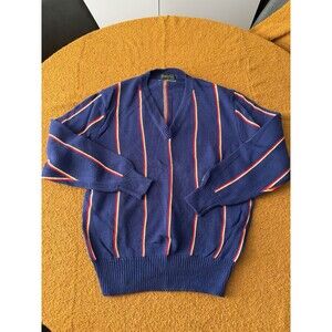 Vintage Banbury Cross Knit V-neck Sweater Size Large Cotton